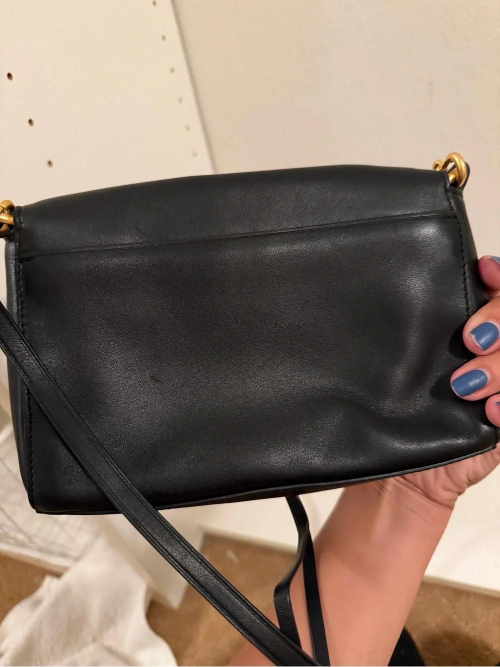Tory Burch Black Leather Crossbody with Gold Logo Medallion
